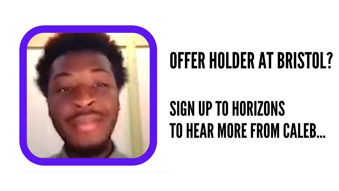 A student named Caleb is pictured in a purple rounded frame. To the right, bold black text reads, 